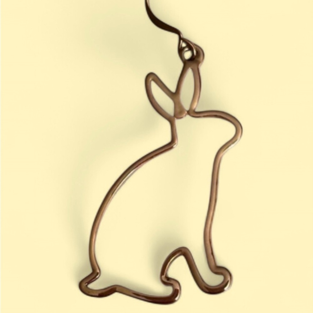Women's Easter Holiday Fun Bunny Rabbit Outline Dangle Earrings, 2" - Picture 2 of 4